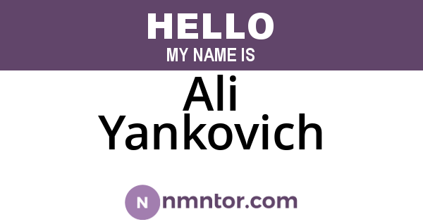 Ali Yankovich
