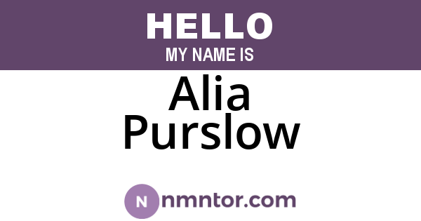 Alia Purslow
