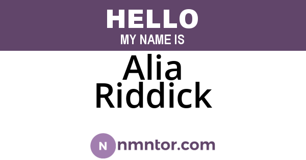 Alia Riddick