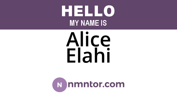 Alice Elahi