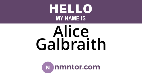 Alice Galbraith