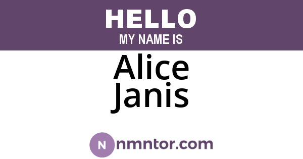 Alice Janis