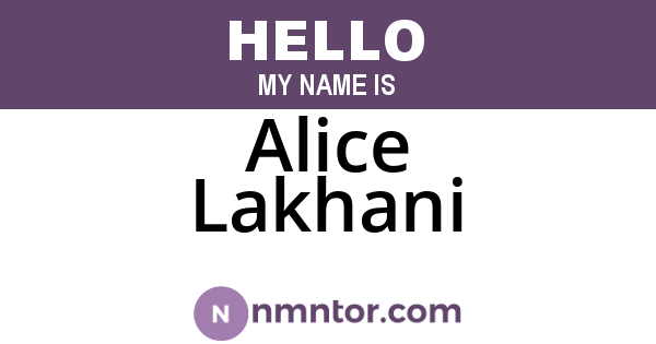 Alice Lakhani
