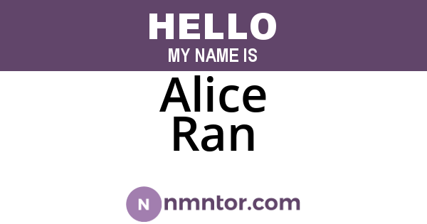 Alice Ran