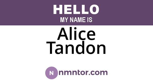 Alice Tandon