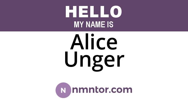 Alice Unger