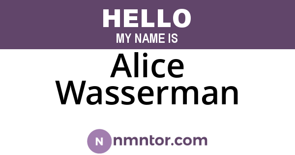 Alice Wasserman