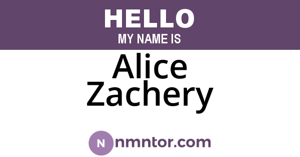 Alice Zachery