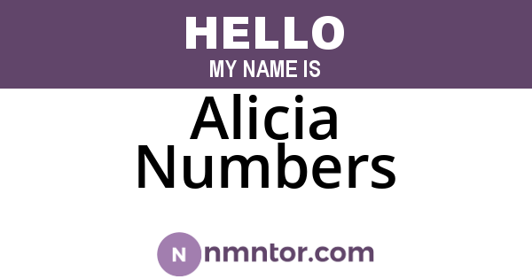 Alicia Numbers