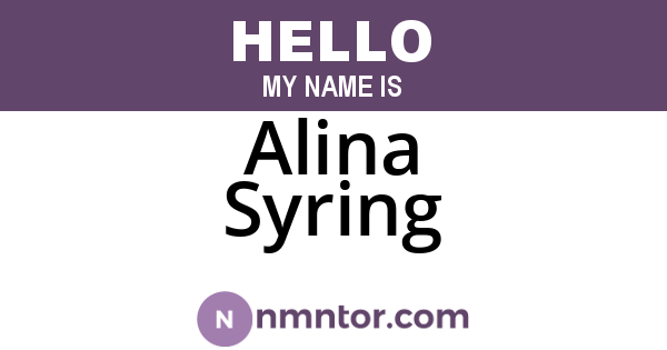 Alina Syring