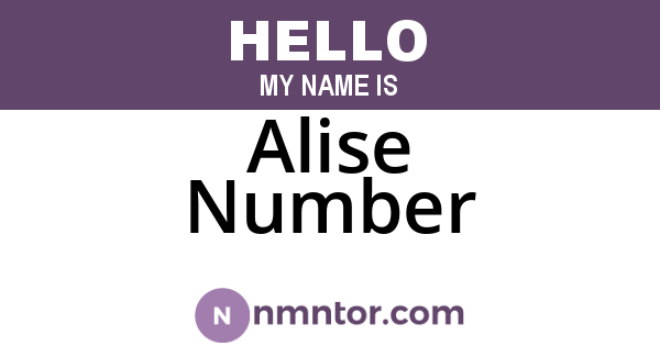 Alise Number