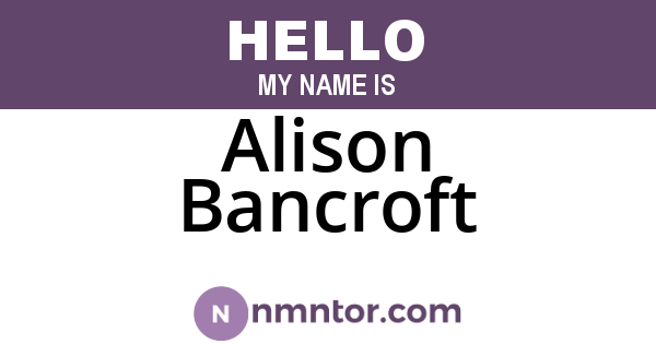 Alison Bancroft