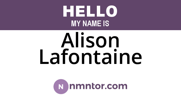 Alison Lafontaine