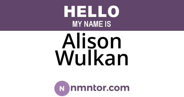 Alison Wulkan