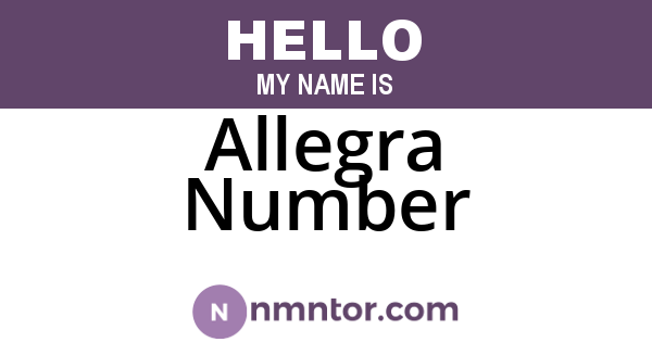 Allegra Number