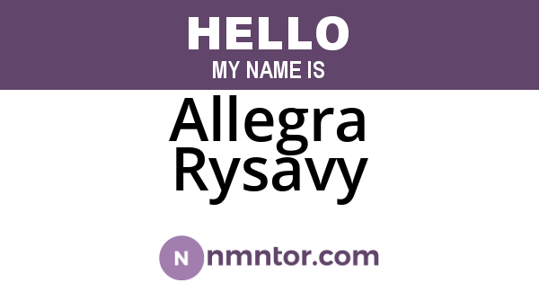 Allegra Rysavy