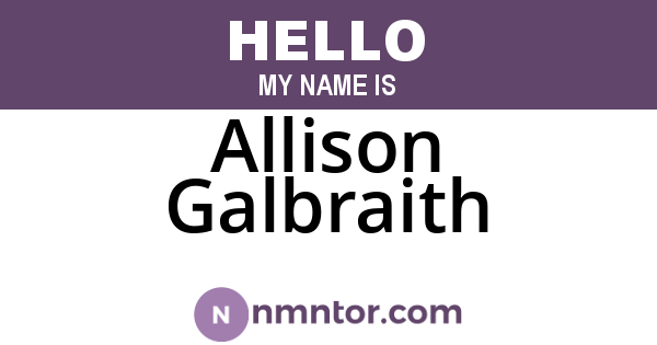 Allison Galbraith