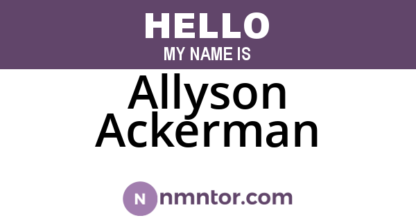 Allyson Ackerman