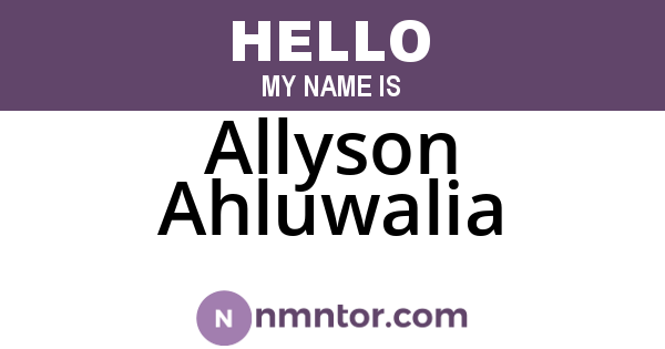 Allyson Ahluwalia