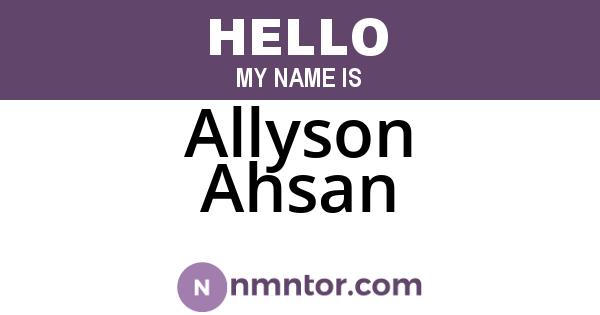 Allyson Ahsan