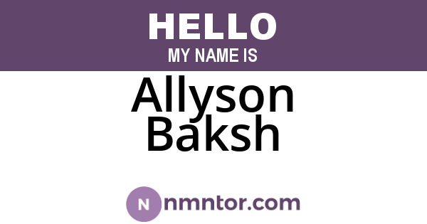Allyson Baksh