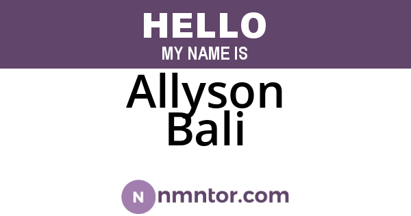 Allyson Bali