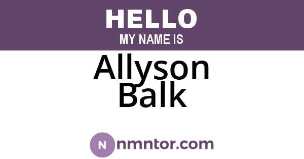 Allyson Balk