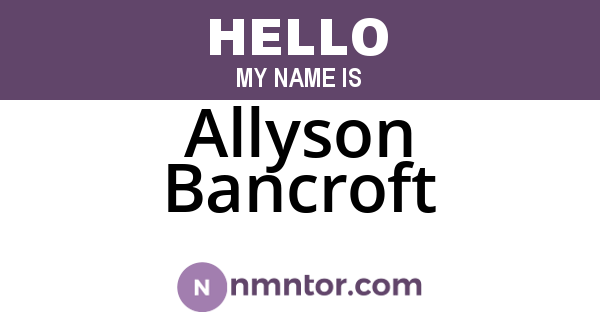Allyson Bancroft