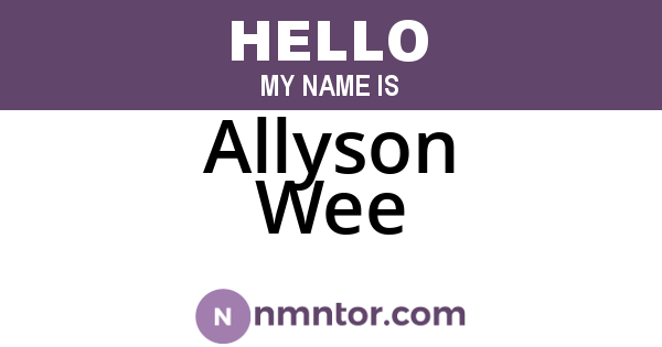 Allyson Wee