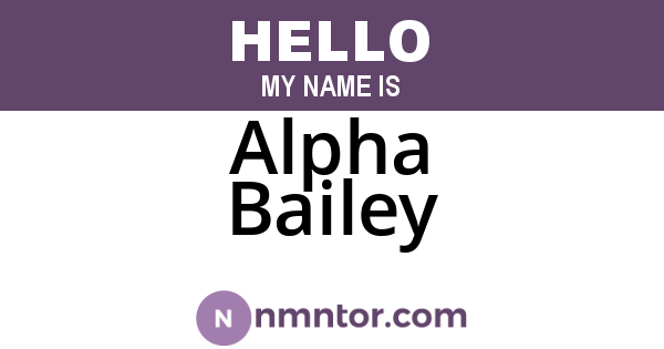 Alpha Bailey