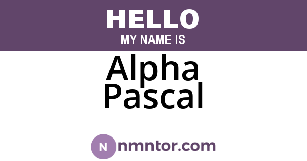 Alpha Pascal