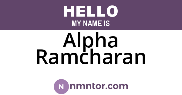 Alpha Ramcharan