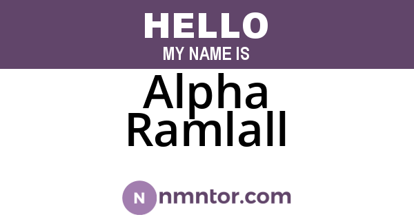 Alpha Ramlall