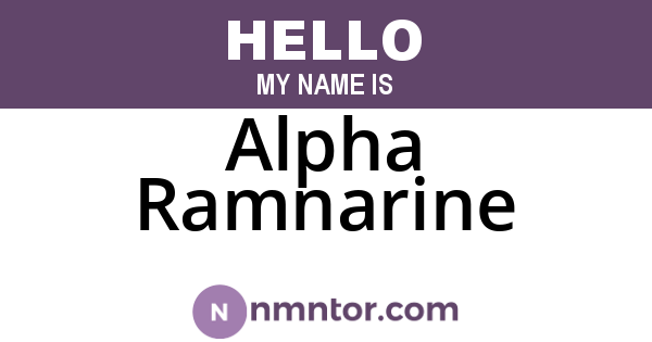 Alpha Ramnarine