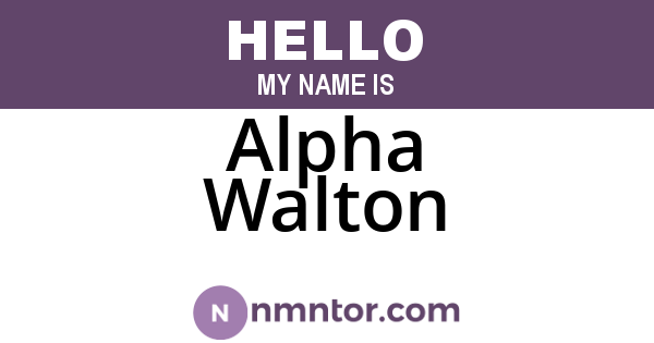 Alpha Walton
