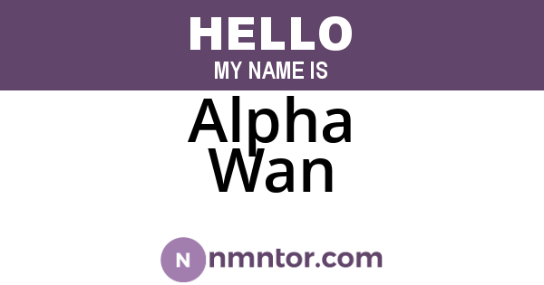 Alpha Wan