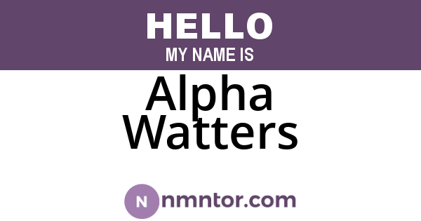 Alpha Watters