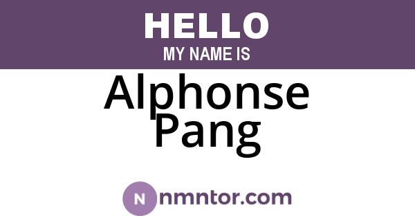 Alphonse Pang