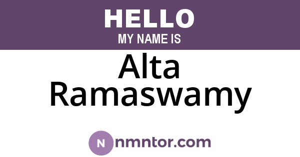Alta Ramaswamy
