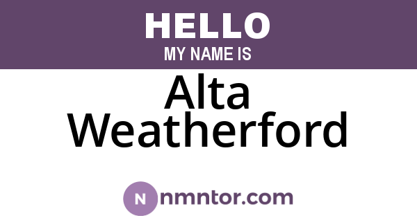 Alta Weatherford
