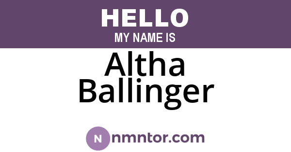 Altha Ballinger