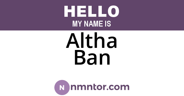 Altha Ban
