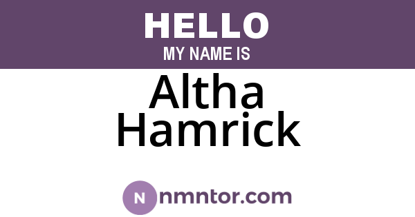 Altha Hamrick