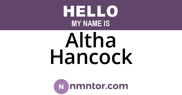 Altha Hancock
