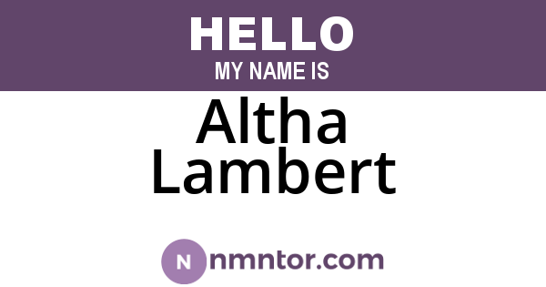 Altha Lambert