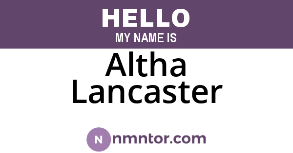 Altha Lancaster