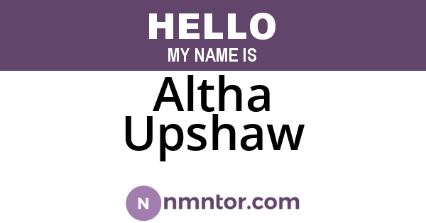 Altha Upshaw