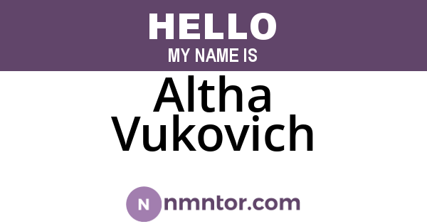 Altha Vukovich