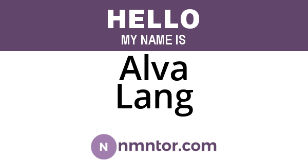 Alva Lang