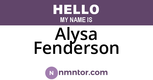 Alysa Fenderson